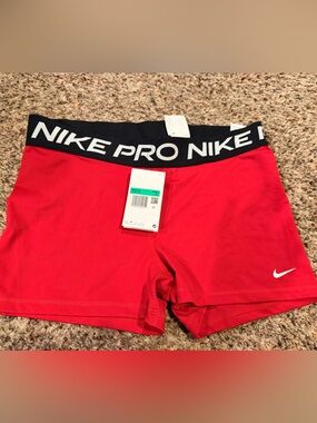 Nike Women's Red Training Shorts with Black Waistband